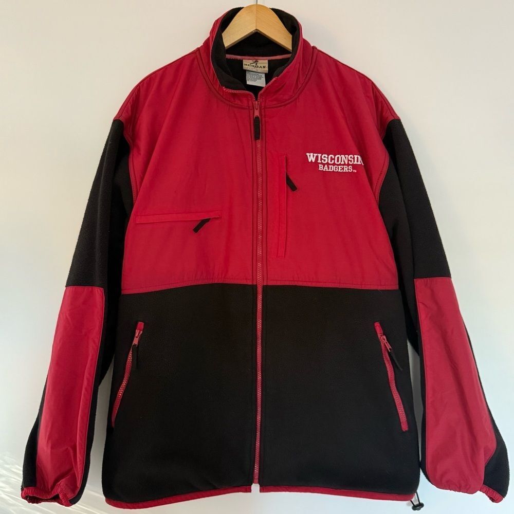 VINTAGE 90s REEBOK HEISMAN WISCONSIN BADGERS HEAVY FLEECE CAMPUS JACKET XL